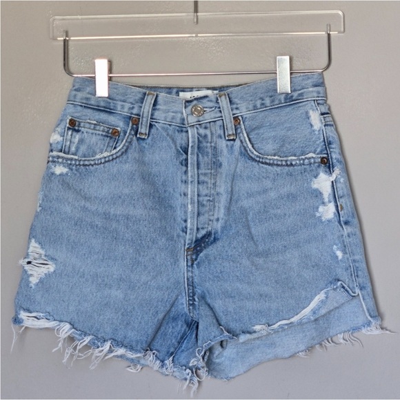 AGOLDE Dee Short High Rise Distressed Raw Hem in Light Muse Wash A9034-1141 - Picture 3 of 8
